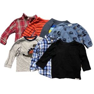Toddler Boy Winter Shirts Long Sleeve Sweatshirt Button Down Size 18-24 Months